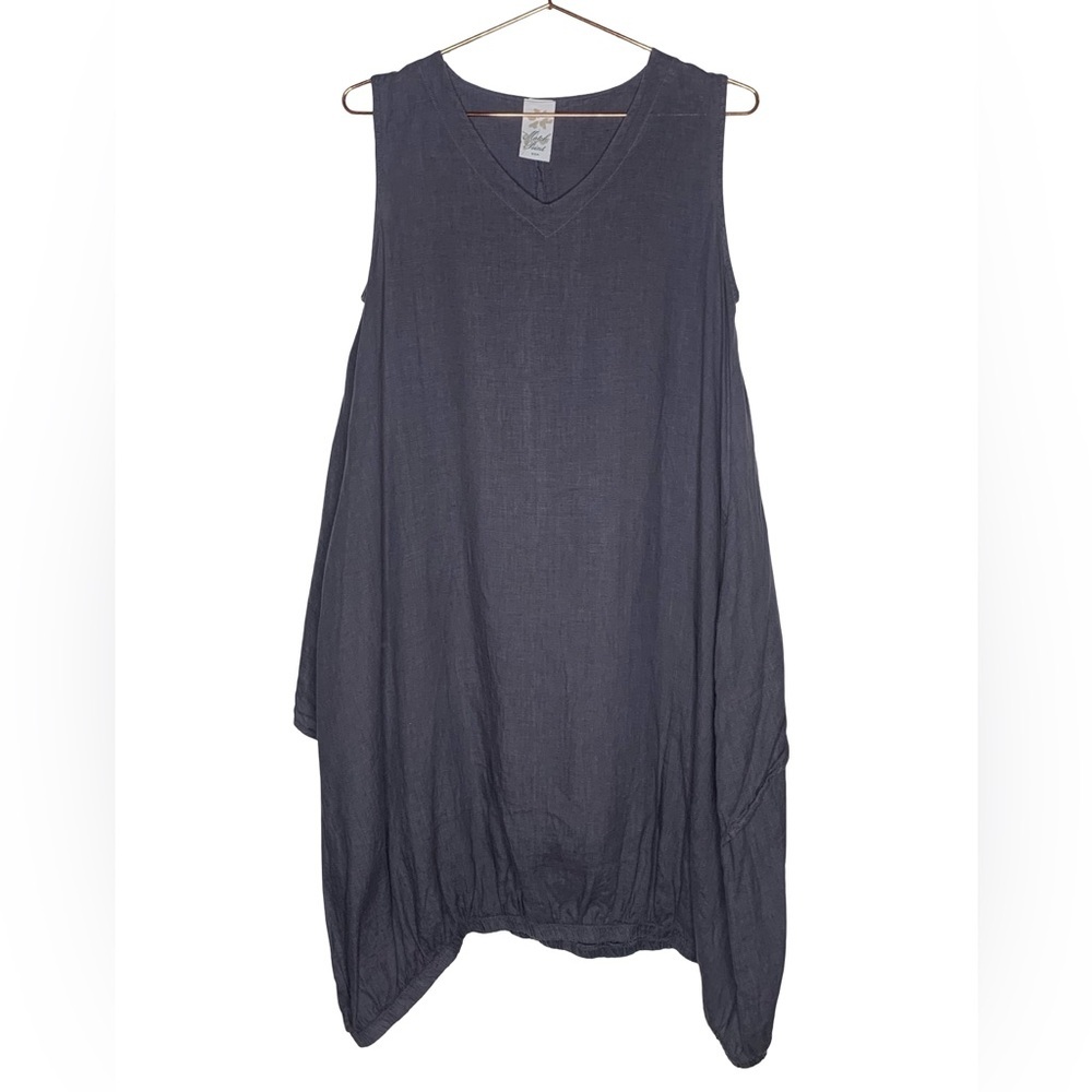 Match Point sleeveless linen blend gray dress